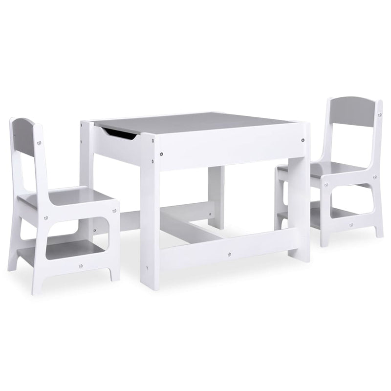 vidaXL fehér MDF gyerekasztal két székkel