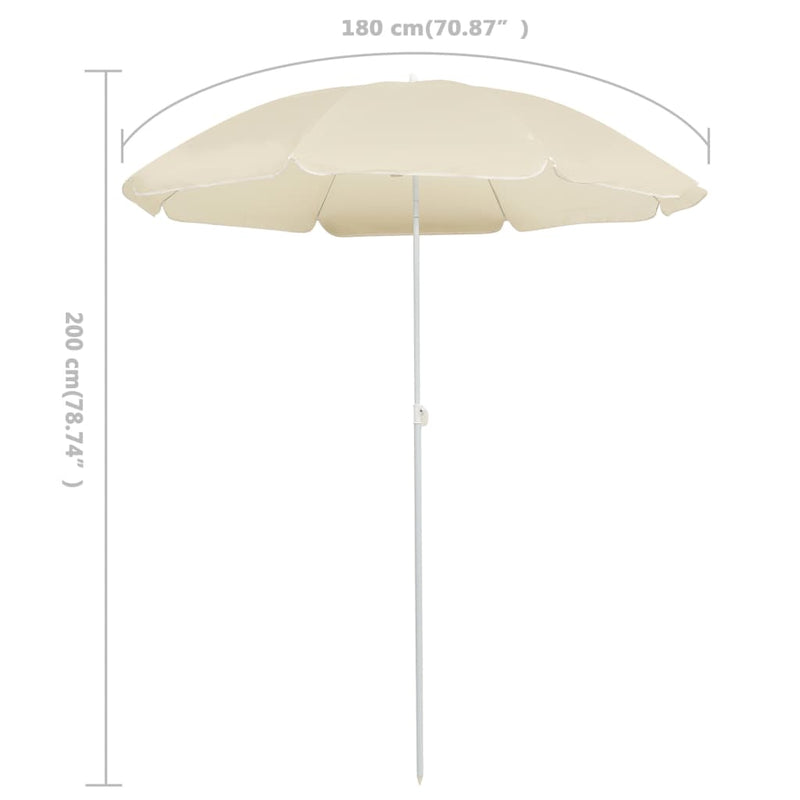 vidaXL homokszínű kültéri napernyő acél rúddal 180 cm