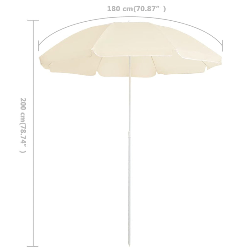 vidaXL homokszínű kültéri napernyő acél rúddal 180 cm