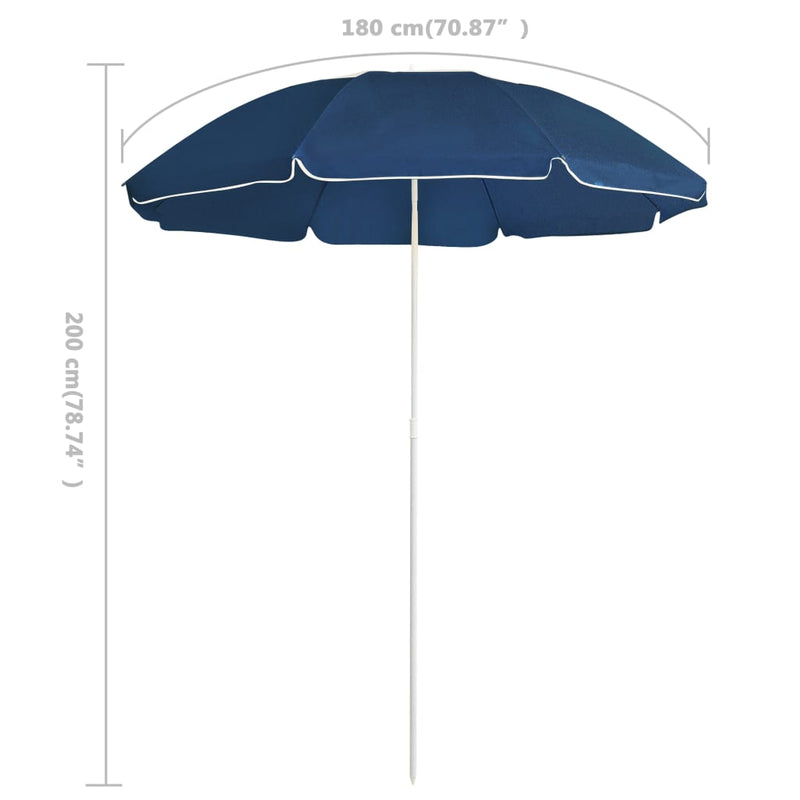 vidaXL kék kültéri napernyő acél rúddal 180 cm