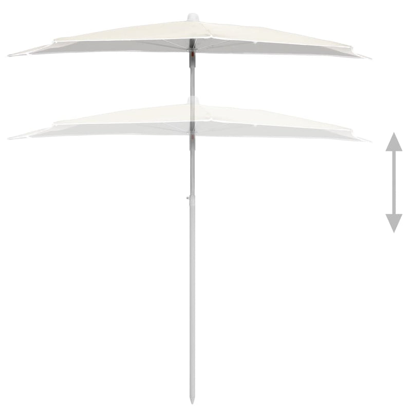 vidaXL homokszínű félköríves napernyő rúddal 180 x 90 cm