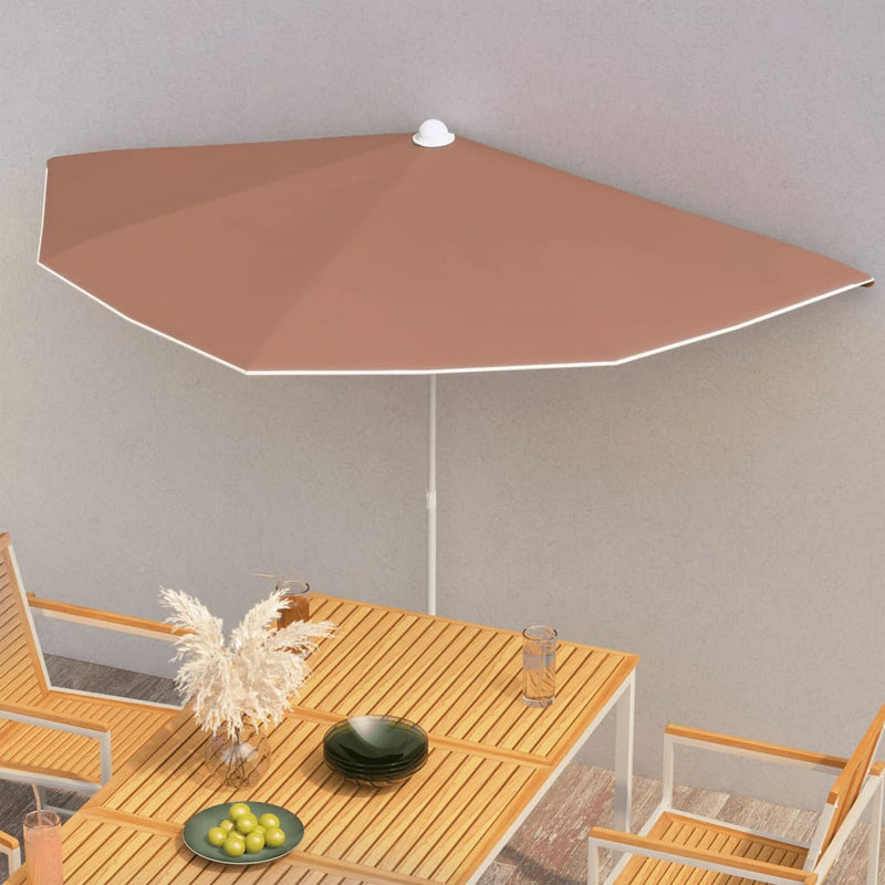 vidaXL terrakotta félköríves napernyő rúddal 180 x 90 cm