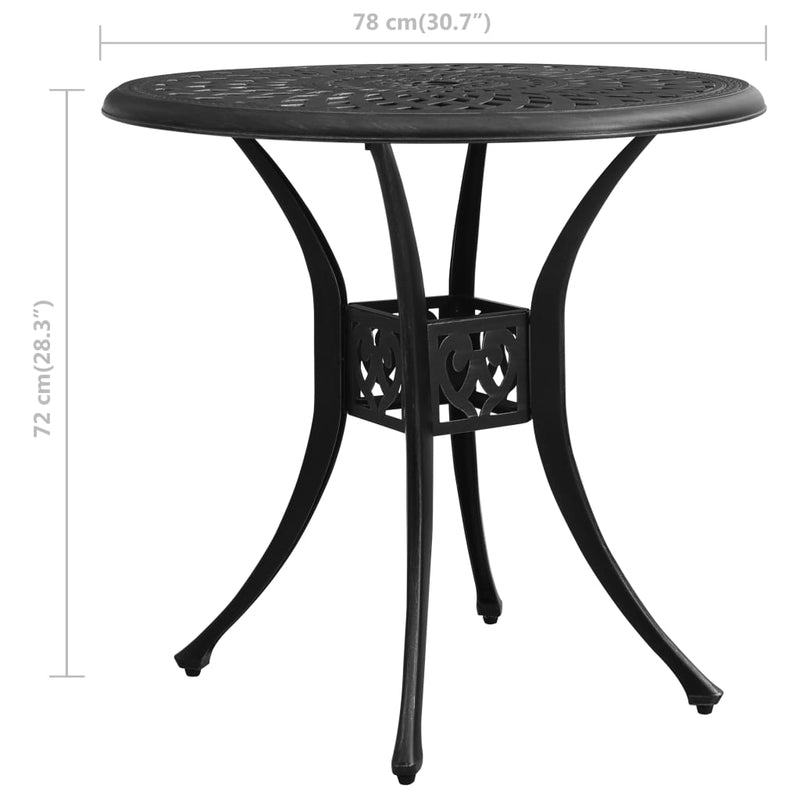 vidaXL fekete öntött alumínium kerti asztal 78 x 78 x 72 cm