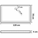 vidaXL téglalap alakú fehér ABS zuhanytálca 70 x 120 cm