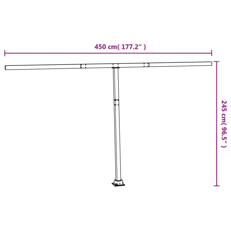 vidaXL antracitszürke vas napellenzőrúdszett 450 x 245 cm