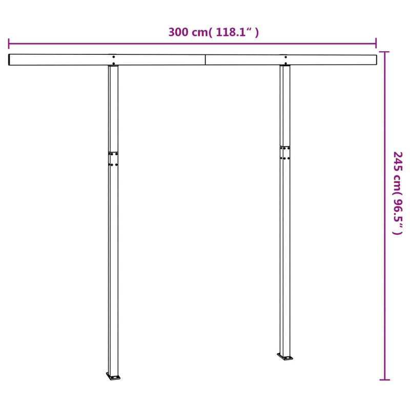 vidaXL antracitszürke vas napellenzőrúdszett 300 x 245 cm