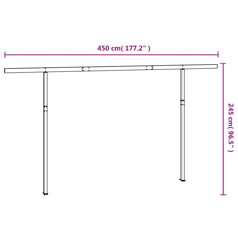 vidaXL antracitszürke vas napellenzőrúdszett 450 x 245 cm