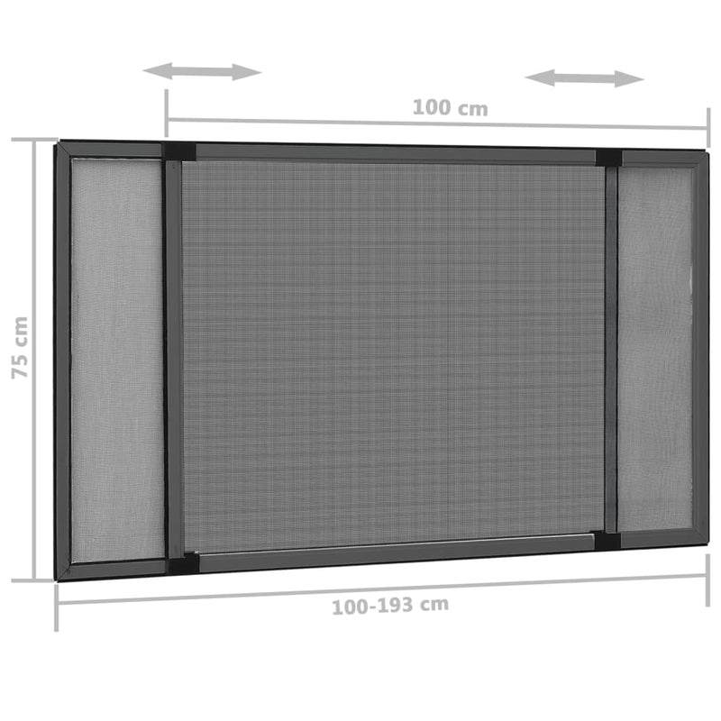 vidaXL atracit kihúzható ablakszúnyogháló (100-193) x 75 cm