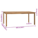 vidaXL tömör tíkfa kerti étkezőasztal 180 x 90 x 77 cm