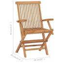 vidaXL 3 db összecsukható tömör tíkfa kerti szék