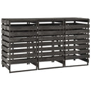 vidaXL festett tömör fenyőfa tripla kerekeskuka-tároló 210x75x121 cm