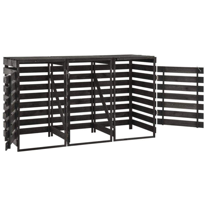 vidaXL festett tömör fenyőfa tripla kerekeskuka-tároló 210x75x121 cm