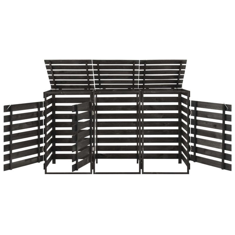 vidaXL festett tömör fenyőfa tripla kerekeskuka-tároló 210x75x121 cm