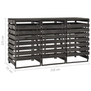 vidaXL festett tömör fenyőfa tripla kerekeskuka-tároló 210x75x121 cm