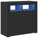 vidaXL fekete tálalószekrény LED-világítással 80 x 35 x 75 cm