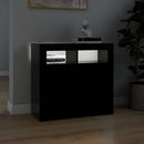 vidaXL fekete tálalószekrény LED-világítással 80 x 35 x 75 cm