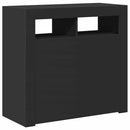 vidaXL fekete tálalószekrény LED-világítással 80 x 35 x 75 cm