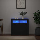 vidaXL fekete tálalószekrény LED-világítással 80 x 35 x 75 cm