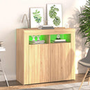 vidaXL sonoma tölgy színű tálalószekrény LED-világítással 80x35x75 cm