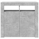 vidaXL betonszürke tálalószekrény LED-világítással 80 x 35 x 75 cm