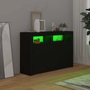 vidaXL fekete tálalószekrény LED-világítással 115,5x30x75 cm
