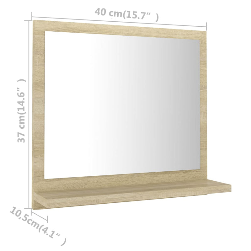 vidaXL sonoma tölgy színű szerelt fa fürdőszobai tükör 40x10,5x37 cm