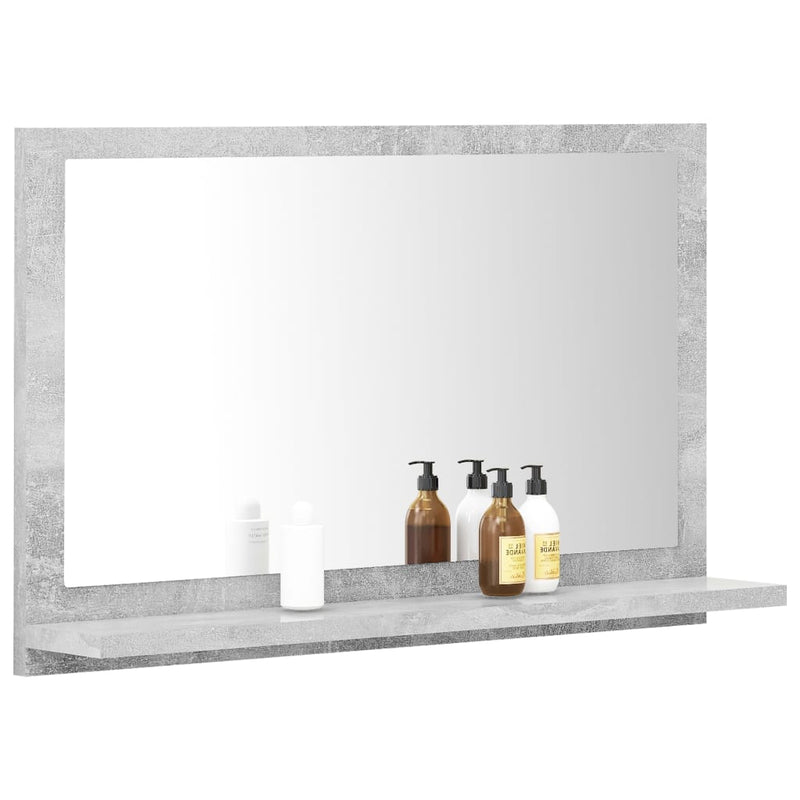 vidaXL betonszürke forgácslap fürdőszobai tükör 60 x 10,5 x 37 cm
