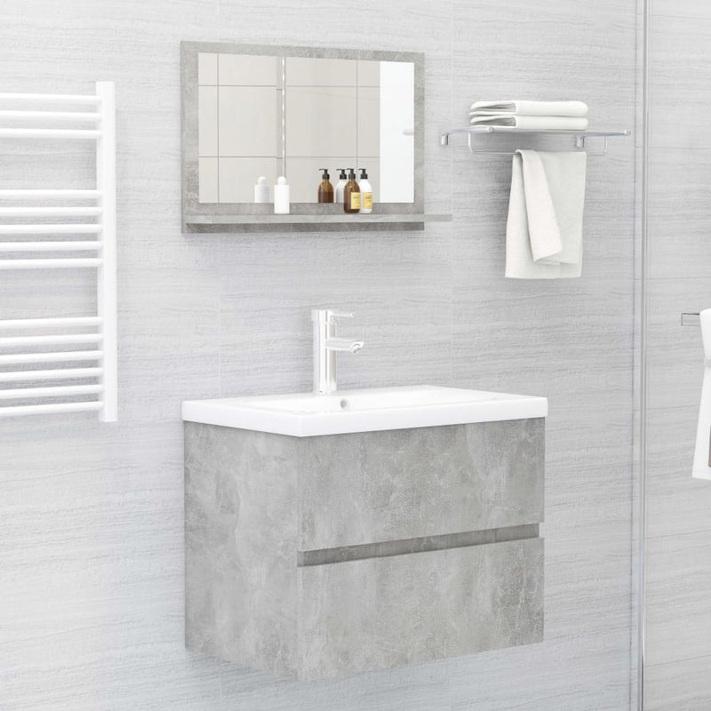 vidaXL betonszürke forgácslap fürdőszobai tükör 60 x 10,5 x 37 cm