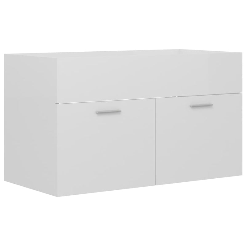 vidaXL magasfényű fehér szerelt fa mosdószekrény 80 x 38,5 x 46 cm