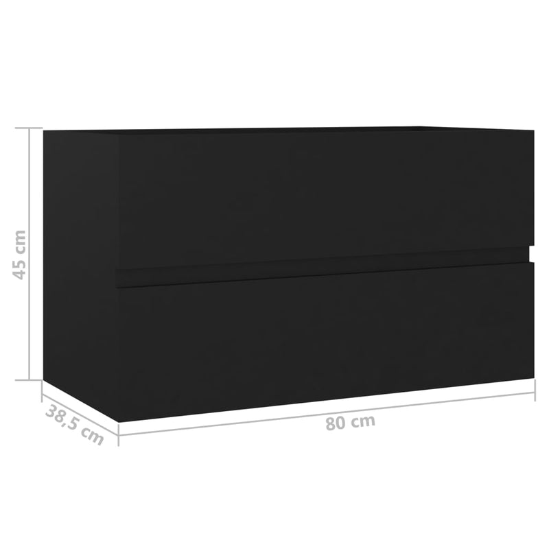 vidaXL fekete forgácslap mosdószekrény 80 x 38,5 x 45 cm