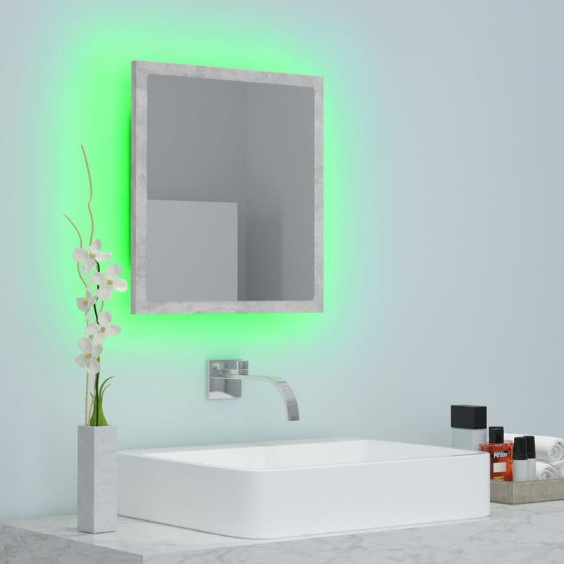 vidaXL betonszürke akril LED-es fürdőszobatükör 40x8,5x37 cm