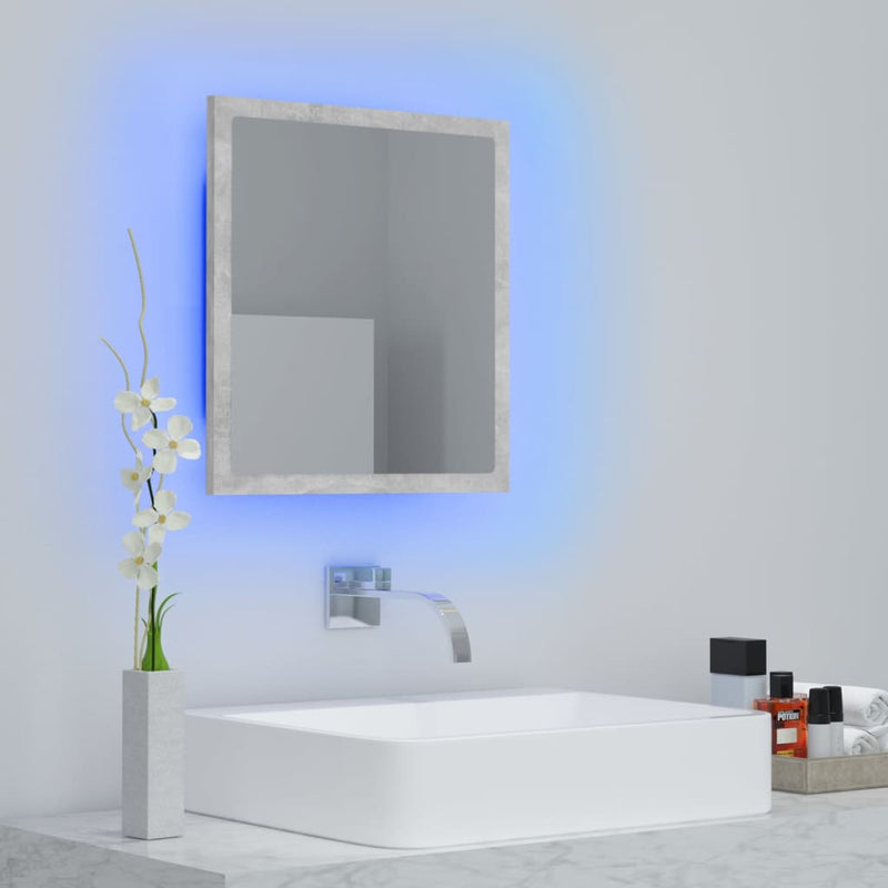 vidaXL betonszürke akril LED-es fürdőszobatükör 40x8,5x37 cm