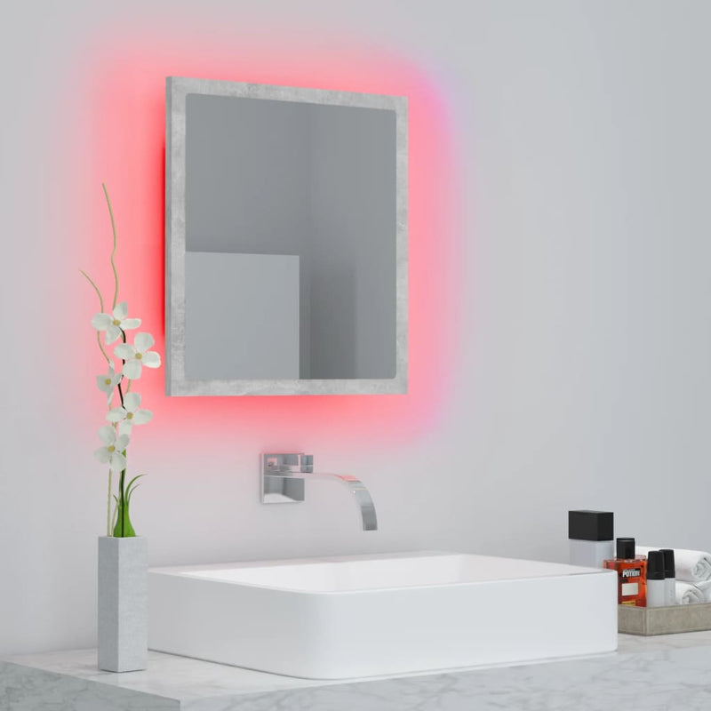 vidaXL betonszürke akril LED-es fürdőszobatükör 40x8,5x37 cm