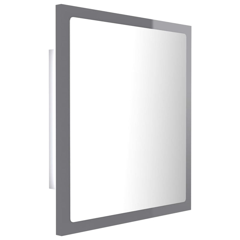 vidaXL magasfényű szürke akril LED-es fürdőszobatükör 40x8,5x37cm