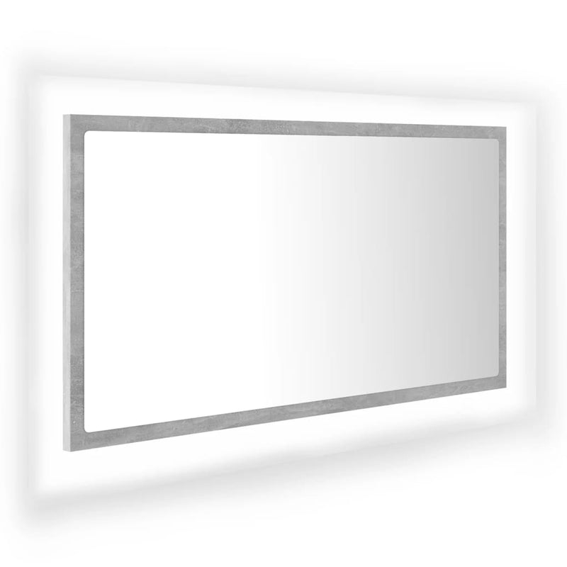 vidaXL betonszürke akril LED-es fürdőszobatükör 80x8,5x37 cm