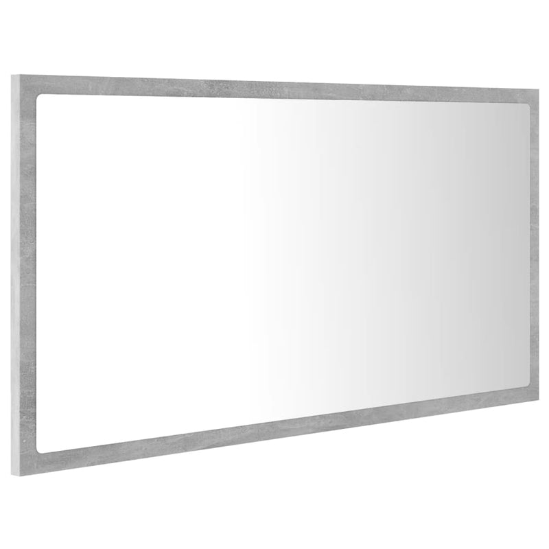 vidaXL betonszürke akril LED-es fürdőszobatükör 80x8,5x37 cm