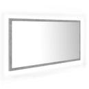 vidaXL betonszürke akril LED-es fürdőszobatükör 90x8,5x37 cm