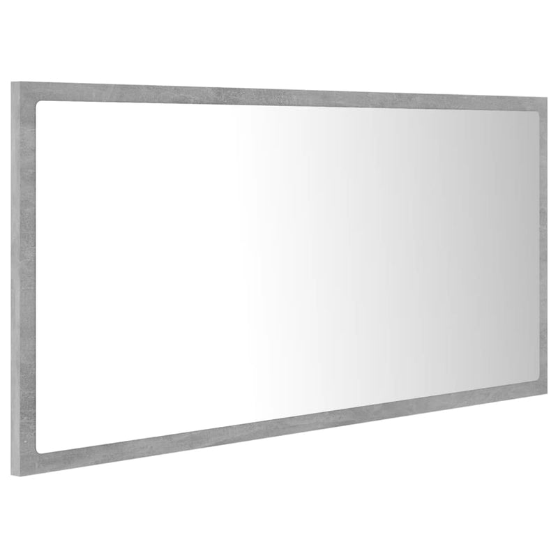 vidaXL betonszürke akril LED-es fürdőszobatükör 90x8,5x37 cm