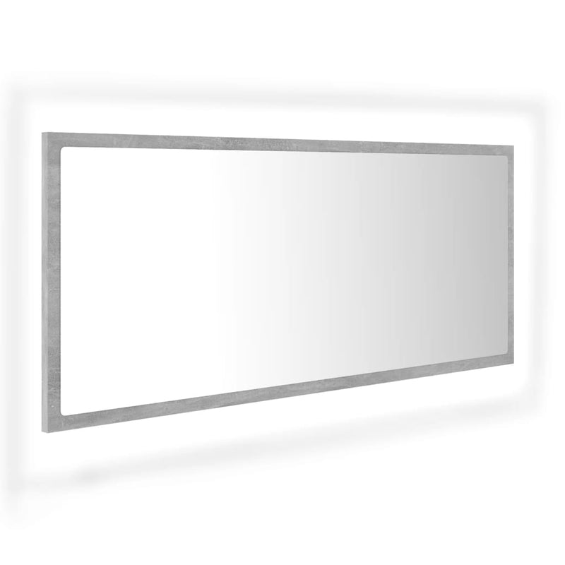 vidaXL betonszürke akril LED-es fürdőszobatükör 100x8,5x37 cm