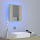 vidaXL tölgyszínű akril LED-es tükrös fürdőszobaszekrény 40x12x45 cm