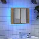 vidaXL tölgyszínű akril LED-es tükrös fürdőszobaszekrény 60x12x45 cm