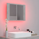 vidaXL betonszürke akril LED-es tükrös fürdőszobaszekrény 60x12x45 cm