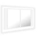 vidaXL fehér akril LED-es fürdőszobaszekrény tükörrel 80x12x45 cm