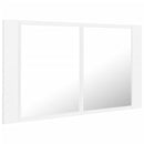 vidaXL fehér akril LED-es fürdőszobaszekrény tükörrel 80x12x45 cm