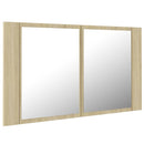 vidaXL tölgyszínű akril LED-es tükrös fürdőszobaszekrény 80x12x45 cm