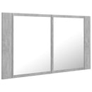 vidaXL betonszürke akril LED-es tükrös fürdőszobaszekrény 80x12x45 cm