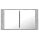 vidaXL betonszürke akril LED-es tükrös fürdőszobaszekrény 80x12x45 cm