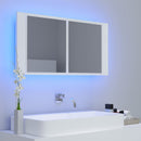 vidaXL fehér akril LED-es fürdőszobaszekrény tükörrel 90x12x45 cm