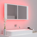 vidaXL fehér akril LED-es fürdőszobaszekrény tükörrel 90x12x45 cm