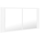 vidaXL fehér akril LED-es fürdőszobaszekrény tükörrel 90x12x45 cm